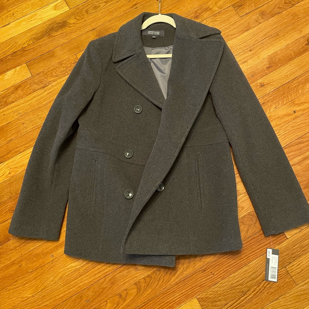 NWT Kenneth Cole Reaction Grey Wool Coat Size 14